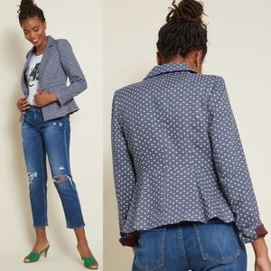 Modcloth Style Sleuth Peplum Blazer Hearts NEW